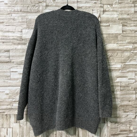 Jenni Kayne Boucle Cocoon Cardigan Dark Gray Alpaca-Blend Size Medium - Picture 2 of 8